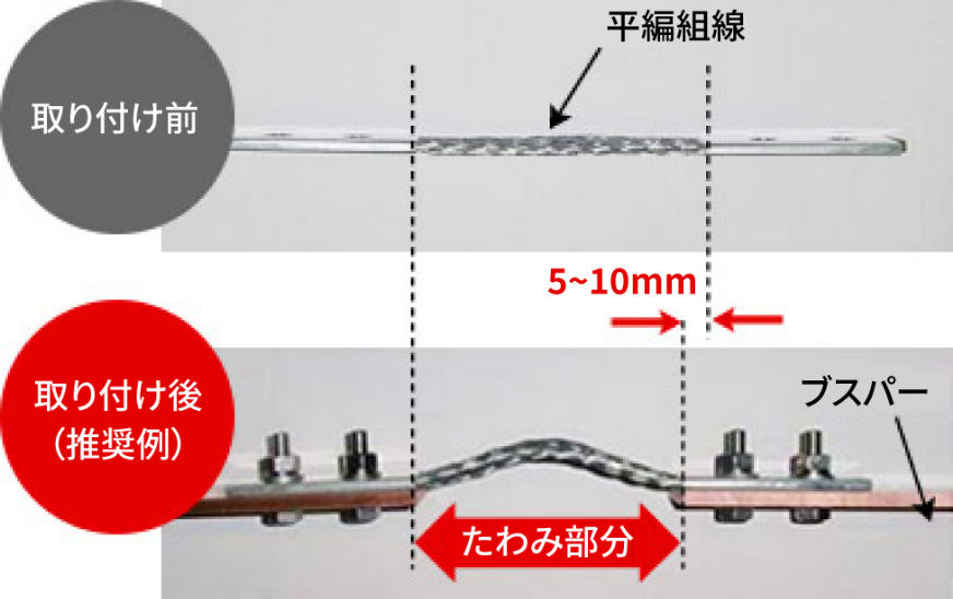 可とう端子取り付け時の留意点